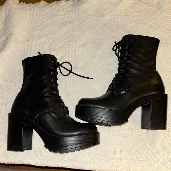 ROC Mascot Leather Lace-Up Heeled Boot size 39 - Picture 1 of 15